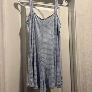 Forever 21 Light Blue and White Plaid Romper